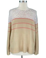 Cozy Beige and White Animal Print Knit Sweater