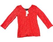 NWT Peck & Peck Scoop Neck Lace Long Sleeve Shirt Size Large