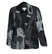 Joseph Ribkoff Veston Jacket Mixed Media Patchwork Black Grey 12