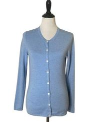 Women's Blue Cardigan Sweater Button Front Long Sleeve Size S