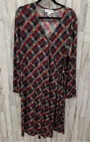 Sag Harbor Stretch Patterned True Wrap Midi Dress Slinky