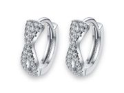 13mm CZ Bow Small Silver Hoop Earrings for Women