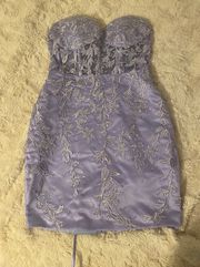 Purple Strapless Corset Lace Homecoming Dress