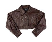 BY DLYN - Elodie Cropped Jacket in Chocolate Brown Croc Finish