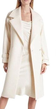 Express Belted Long Wrap Coat Cream White Size M