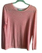 Garnet Hill crewneck coral oval printed merino wool lightweight sweater Medium