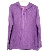 Lucy Womens Spacedye Half Zip Pullover Athletic Athleisure Hoodie Size L Purple