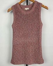 Red Multicolor Knit Sleeveless Tank Sweater Vest