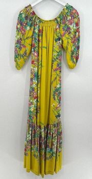 Anthropologie Eliora Off-The-Shoulder Yellow Floral Maxi Dress Women's Size XS