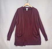 Matty M Cardigan Sweater Womens Extra Large Burgundy Open Front Long Sleeve Warm