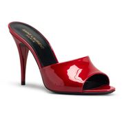 Saint Laurent Tibet Red La Patent Stiletto Mule Sandals