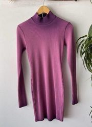 Cotton Citizen Ombre Purple Ribbed Longsleeve Worn Effect Bodycon Mini Dress