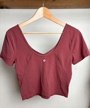 Align Tee Top Smokey Red Size 8 Yoga Athletic Cropped Pilates Basic