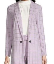 Worthington Lilac Windowpane Open Front Classic Fit Blazer Size Medium