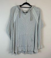 Logo | Light Gray Ribbed Knit Lace Detailed Hooded Sweater Size XL