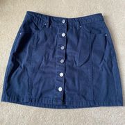 Navy blue denim mini skirt