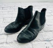 Cole Haan Pull On Chelsea Ankle Boots 6.5 Black Leather Round Toe Block Heel