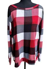 Yours Truly Checkered Off The Shoulder Top- Red NWOT