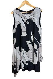 SLNY printed black and white  overlay dress sz 16