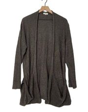 Umgee Gray Oversized Relax Fit Textured Knit Open Cardigan Women's Medium