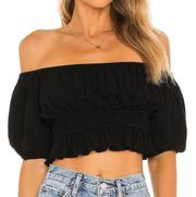 MAJORELLE REVOLVE Leah Crop Top Off Shoulder Ruched Puff Small S