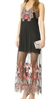 NWT $885 ALICE+OLIVIA MESH EMBROIDERED MAXI DRESS SZ 2