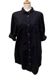 Fresh Produce Oxford Shirt Dress Button Down Black Minimalist Button Down Sz L