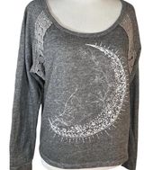 LA Hearts Gray Grey Lightweight Sweatshirt Eyelet Lace Half Moon Medium