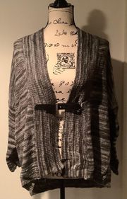 NWT MICHAEL  Oversized Cardigan Sweater With Front Buckle Black & Gray
