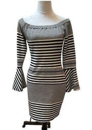 Sugar + Lips Black and White Vertical Stripe Nautical Dress Size M