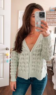 Mint Green Soft Button Down Knit Crop Cardigan