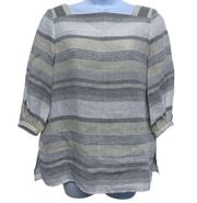 Lafayette 148 New York Italian fabric striped tunic blouse‎ size S