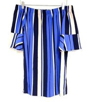 ROMEO & JULIET COUTURE Off Shoulder Stripe Mini Dress Summer Formal Size Large