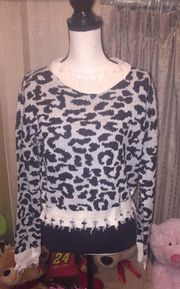 Animal Print Crop Sweater