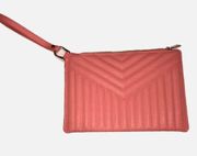 Large Quilted Faux Leather Wristlet Clutch Light Coral A New Day Spring Summer
