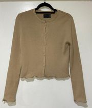 ASOS Design Women's Size 8 Long Sleeve Button Up Knit Cardigan Tan Khaki