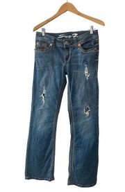 Seven7 Medium Wash Distressed Bootcut Denim Jeans Size 29