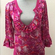 Tory Burch pink silk top blouse sz 0 XS AS IS No Tassels RARE HTF GORGEOUS