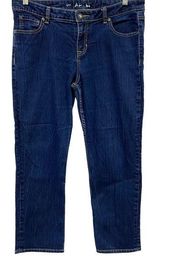 APT 9 Cropped Jeans Blue Dark Wash Denim Size 12 Straight Leg