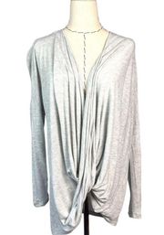 Cabi Taylor Blouse Top #3245 Womens Size XS Gray Twist Draped Front Faux Wrap