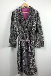 Nick & Nora Sleepwear Plush Cheetah Print Robe M/L