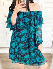 off shoulder floral mini dress