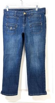 Capri Jeans 8 American Spirit Mid Rise Denim Blue Plain Pocket