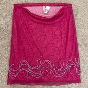 Rip Curl Vintage Hot Pink Mesh Beaded Summer Skirt