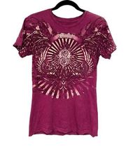 Sinful by Affliction Chrystal Embellished Wings Tee Shirt