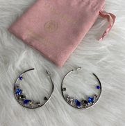 Stella &  Blue & Clear Crystal Hoop Earrings