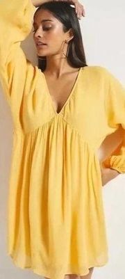 Anthropologie Let Me Be Forever That Girl Yellow Flowy Boho Cottagecore Dress S