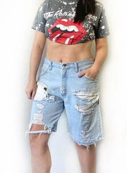 Wrangler Vintage Wranglers Distressed Thrashed High Waisted Baggy Jean Shorts Size 34