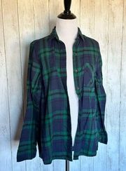 Old Navy Green and Blue Flannel Small  The Classic Shirt