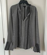 Ann Taylor multi-pattern black and white blouse in size Large